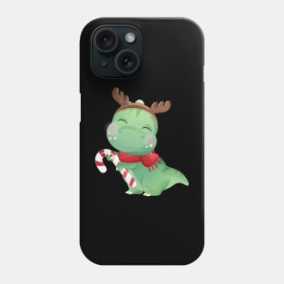 Cute Christmas T Rex Dinosaur Holding Candy Cane Phone Case