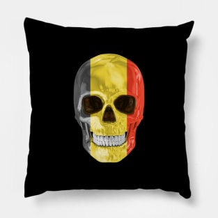 Belgium Flag Skull - Gift for Belgian With Roots From Belgium Pillow