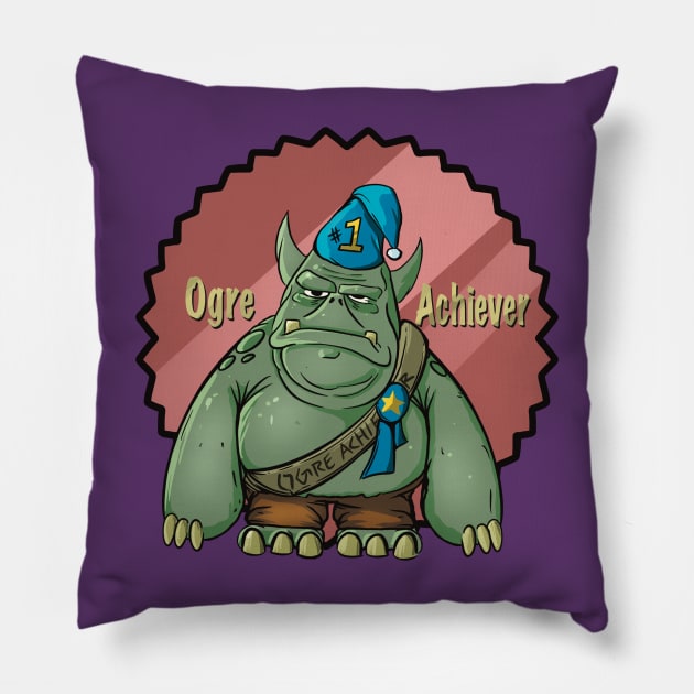 Ogre Achiever (Over Achiever) - Badge Variant Pillow by Owl-Syndicate