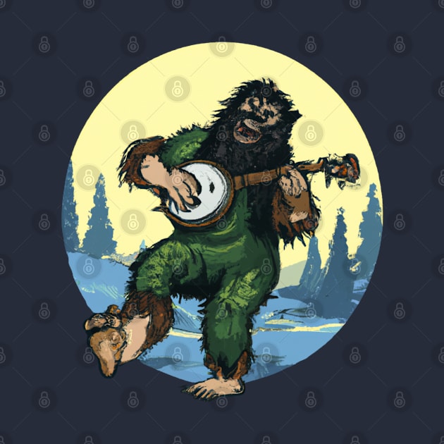 Sasquatch Playing Banjo by Souls.Print