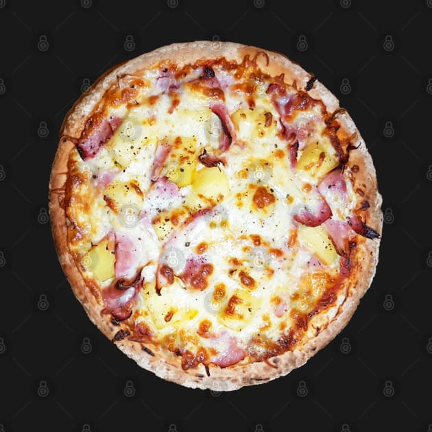 Ham and Pineapple Food Hawaiian Pizza by ellenhenryart