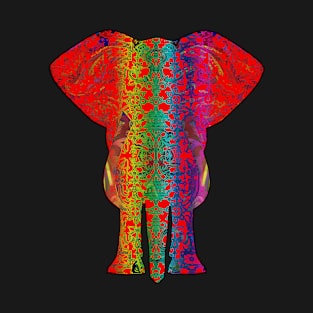 Rainbow Red Elephant on Black V.2 T-Shirt