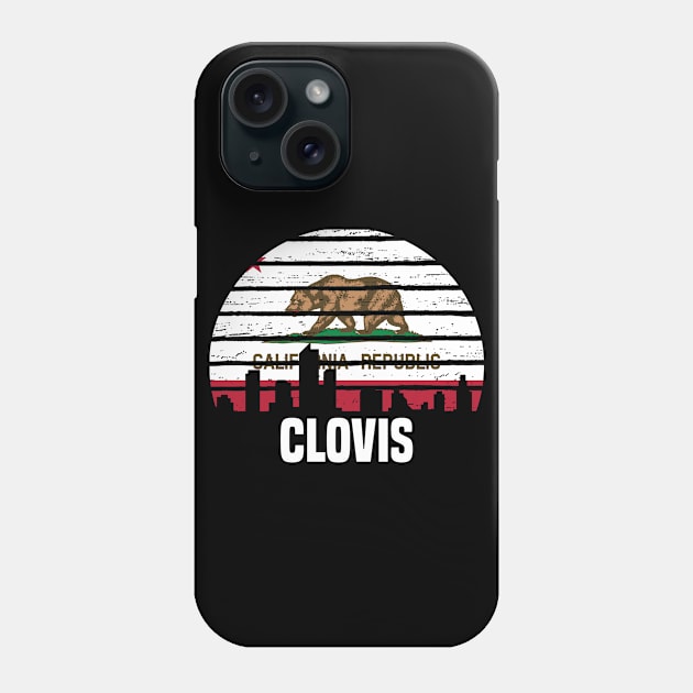 Clovis California CA Group City Silhouette Flag Phone Case by jkshirts