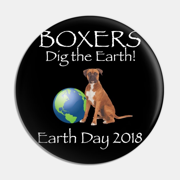 Boxer Earth Day Awareness 2018 T-Shirt Pin by bbreidenbach