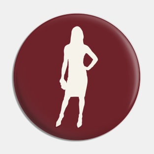 Woman Pop Art White Silhouette Pin