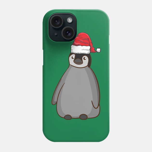 Santa Hat-Wearing Penguin Funny Christmas Holiday Phone Case by Contentarama