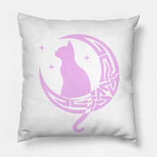 Pink Celtic Moon Cat Pillow