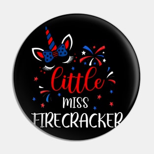 American Little Miss Firecracker 4th July USA Toddler Girl Pin