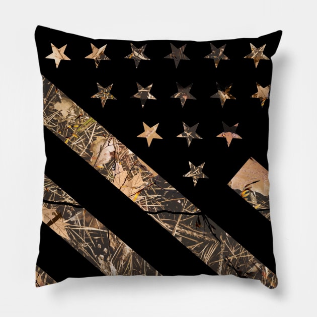 Hunting Camouflage Flag 3 Pillow by Jared S Davies