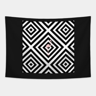 Flamingo - Abstract geometric pattern - black and white. Tapestry