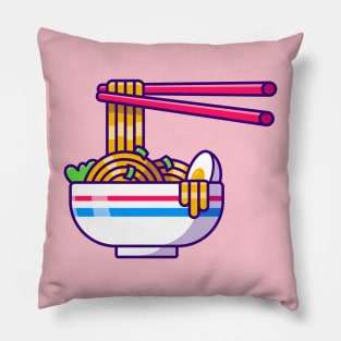 Noodle Egg With Chopstick Cartoon Pillow