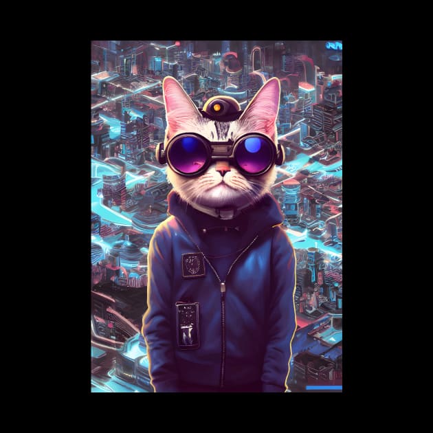 Cool Japanese Techno Cat In Future World Japan Neon City by star trek fanart and more