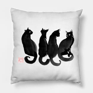 4 black cats Pillow
