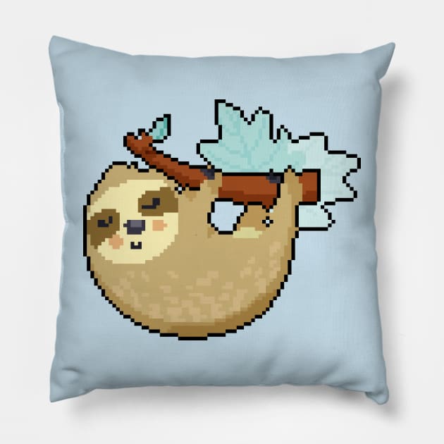 Lunar Lullaby: Pixelated Kukang Illustration for Stylish Apparel Pillow by Pixel.id