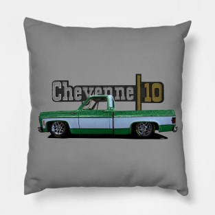 1973 Slammed Green Chevy C10 Cheyenne Squarebody Truck Pillow