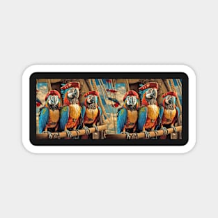 Macaw Parrot Pirates Mug Magnet