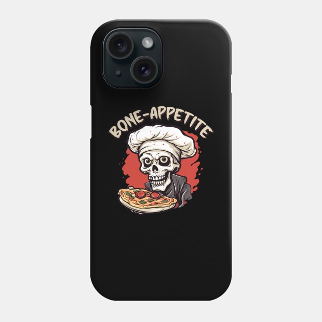 keleton Bone Appetite pun - Chef hat Skull Phone Case by Graphic Duster