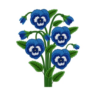 Blue Pansy Flowers Bouquet T-Shirt