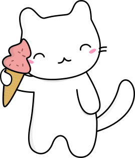 Cute and Kawaii Ice Cream Cat T-Shirt Magnet