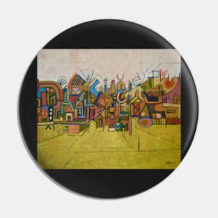 Yellow Abstract Cityscape Pin