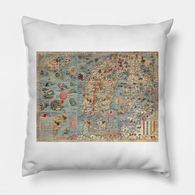 old map of Northern Europe Pillow by MiRaFoto