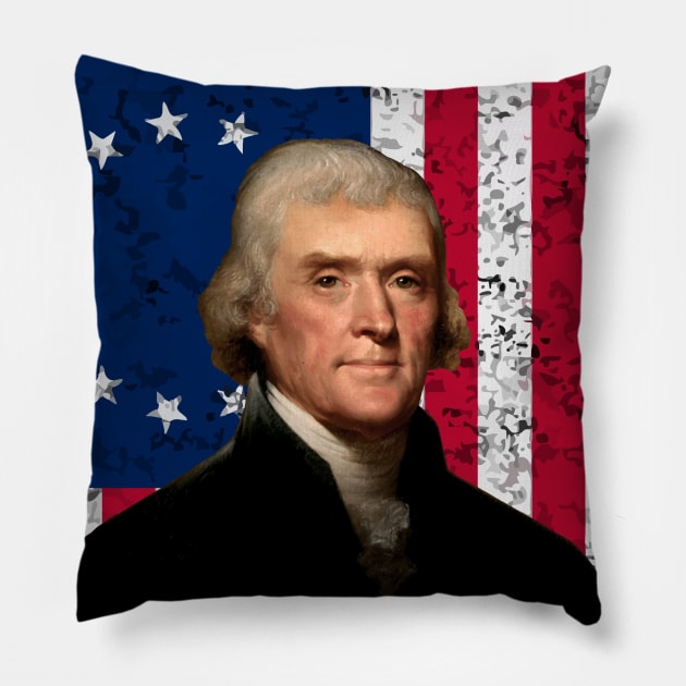 Jefferson and The American Flag Pillow by warishellstore