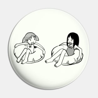 I draw happy chiyo chan and osaka on swimming floats / cute azumanga daioh manga meme Pin