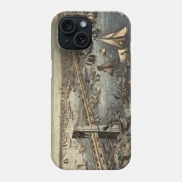 Vintage Brooklyn Bridge Illustration (1883) Phone Case by Bravuramedia