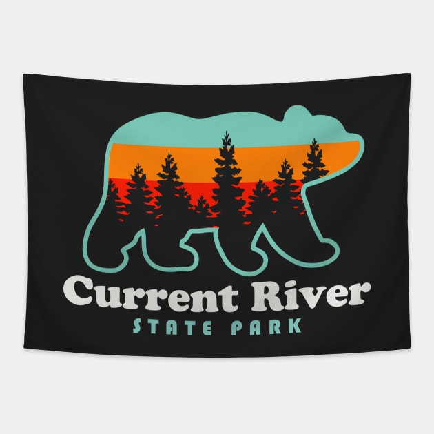 Current River State Park Missouri Bear Retro Vintage Sunset Tapestry by PodDesignShop