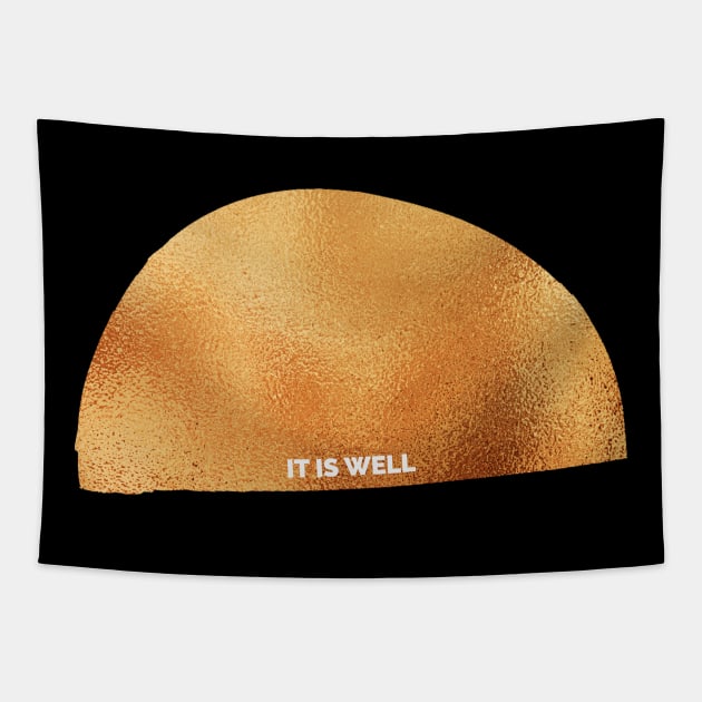 It Is Well Personal Development Cute Golden Inspirational Quote Tapestry by nathalieaynie