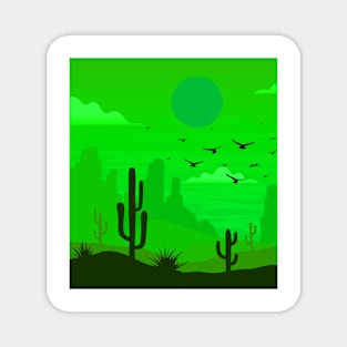 Desert Landscape Art green Magnet