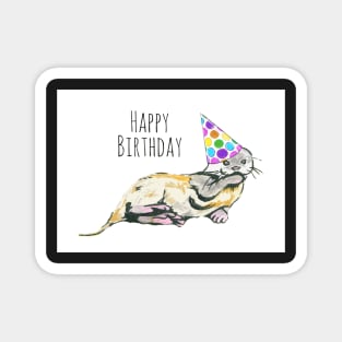 Happy Birthday Otter in Party Hat Magnet