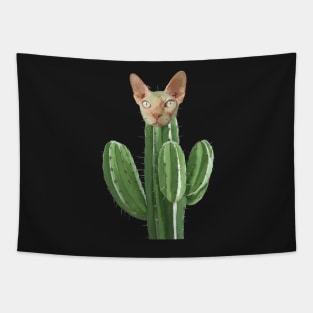 Cactus Cat Pun Tapestry