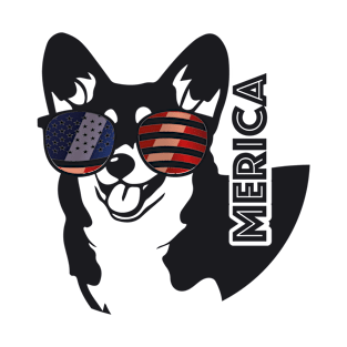 Merica Memorial Day Dog Funny American Flag T-Shirt