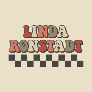 Linda Ronstadt Checkered Retro Groovy Style T-Shirt