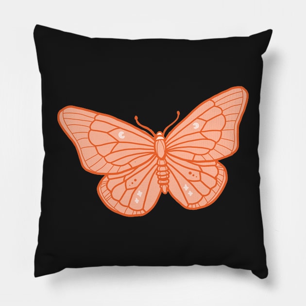 pink moon butterfly Pillow by SunwaveStickers