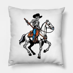 Funny Cowgirl Western Rodeo Skeleton Retro Pillow