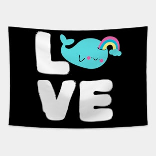 Love Rainbow Whale Tapestry