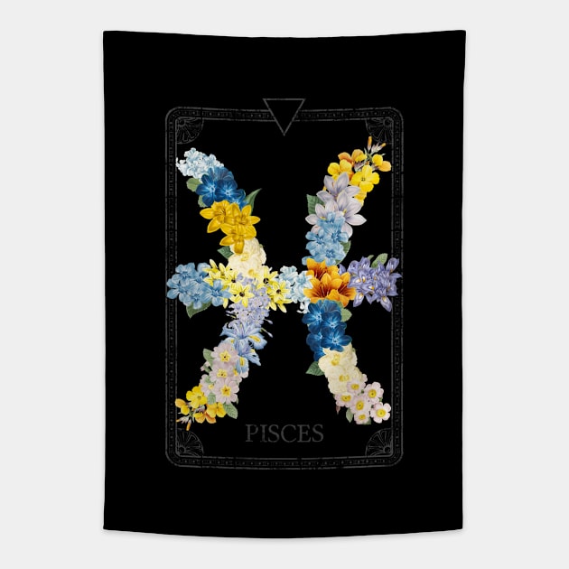 Floral Zodiac Sign: Pisces Tapestry by FabiWes