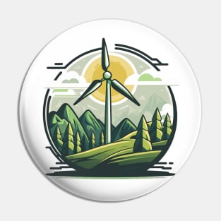 Elevate Your Wardrobe with the Greenbubble Wind Turbine Cartoon Pin