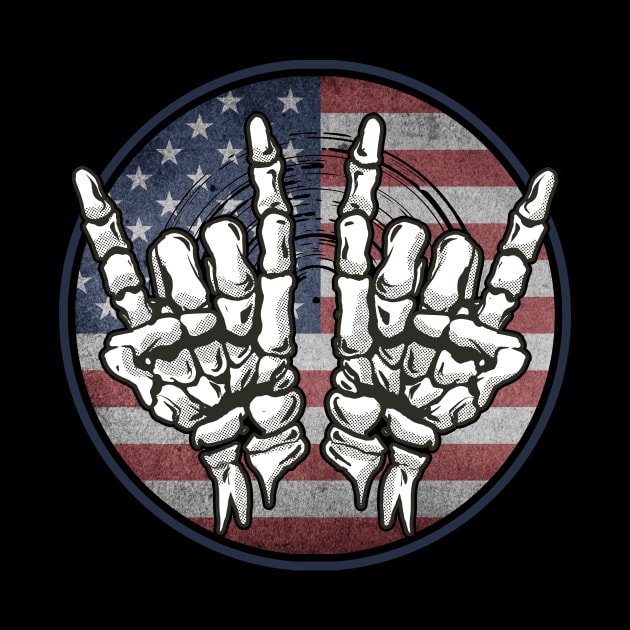 Skeleton Hands Devil Horns Rock USA by Visual Vibes