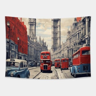 London England Vintage Travel Poster Tourism Tapestry