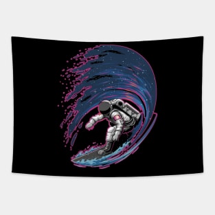 astronaut surfing in space Tapestry