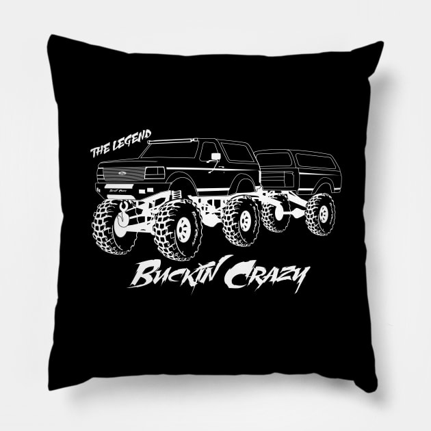 Buckin Crazy Bronco - White Print Pillow by The OBS Apparel