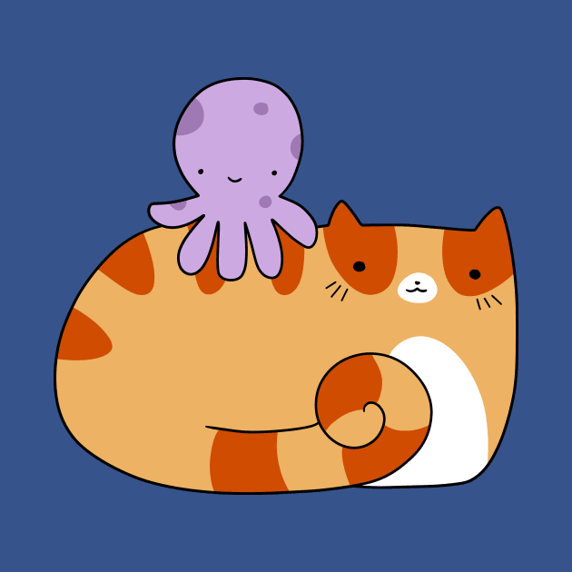 Octopus and Orange Tabby cat by saradaboru