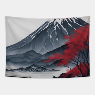 Serene Mount Fuji Sunset - Peaceful River Scenery Tapestry