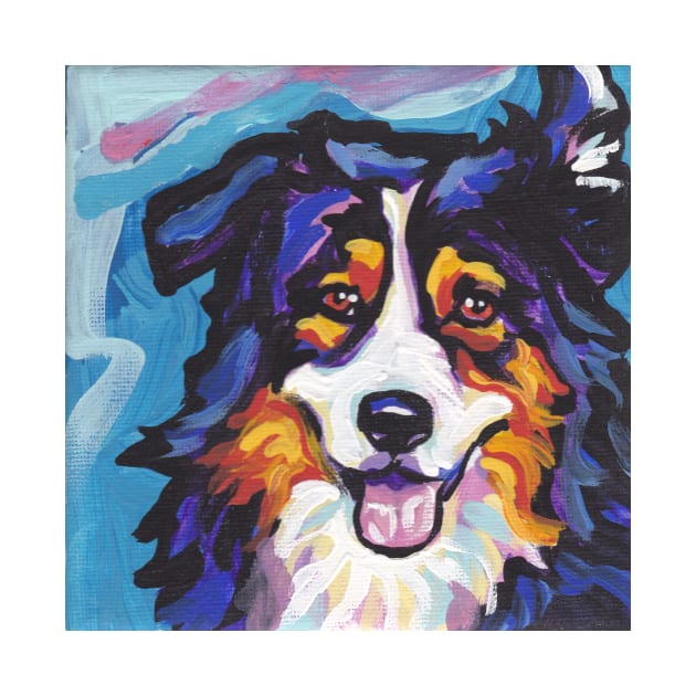 Australian shepherd Aussie Bright colorful Pop Art by bentnotbroken11