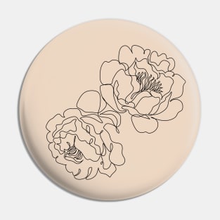 Two Peonies line drawing minimalist flower design Pin