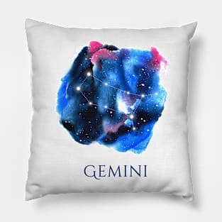 Gemini Zodiac Sign - Watercolor Star Constellation Pillow