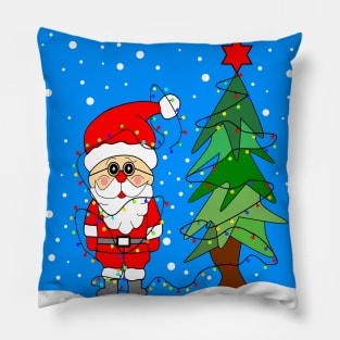 FUNNY Santa Claus And The Christmas Lights Pillow